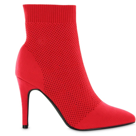 MIA Shoes - Mia, McKinley  perforated, red knit, sock booties